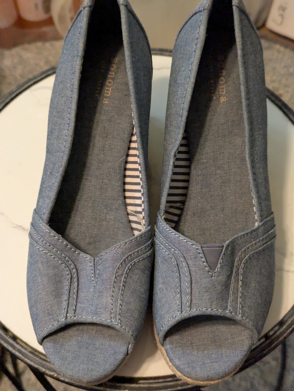 NWOT Sonoma Lifestyle Denim Wedge Comfort Shoes Sz 8N